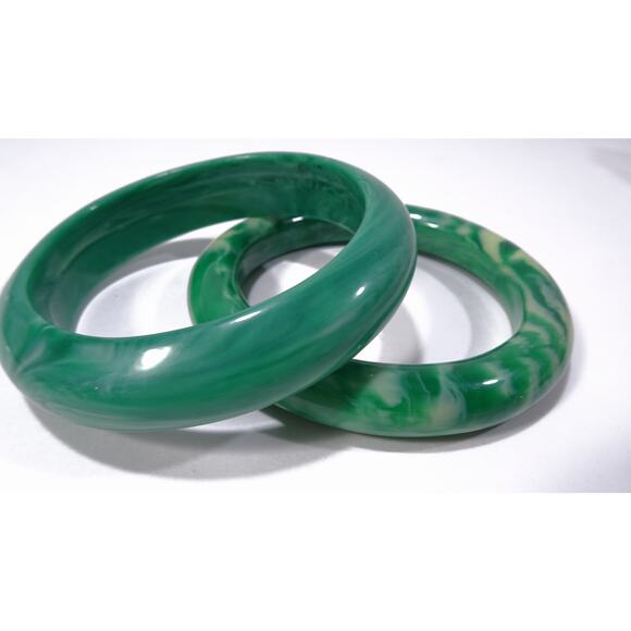 Neiman Marcus Lee Angel Resin Swirl Chunky Bangle Bracelet Set of 2 PCS NWT 189 - Picture 3 of 7
